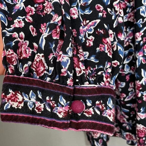 Woman Within Size 18 20 Black Floral Peasant Top Dark Romantic Velvet Whimsigoth - Picture 5 of 6